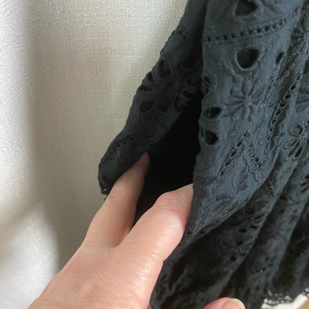 Kate Spade Black Eyelet Flounce Shirt Dress Sz.8 - Picture 8 of 16